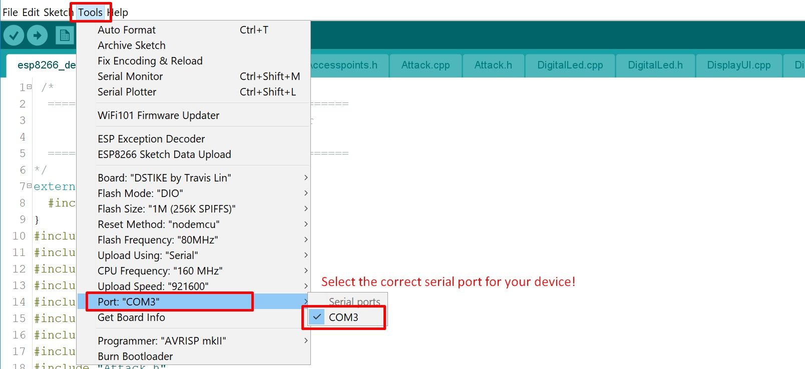 Arduino select Serial Port