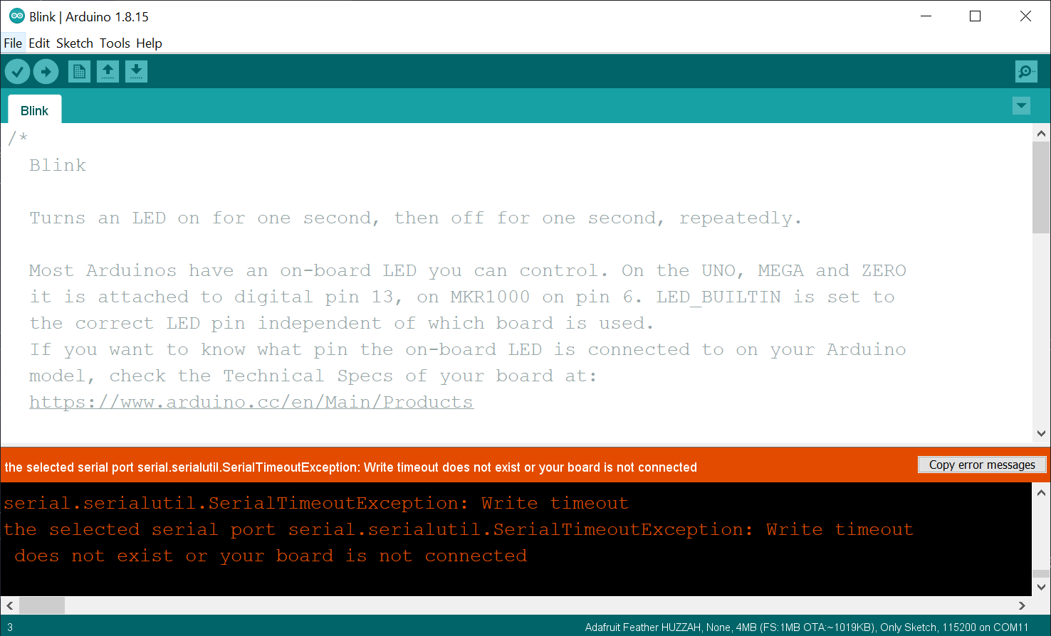 ESP8266 upload error in Arduino